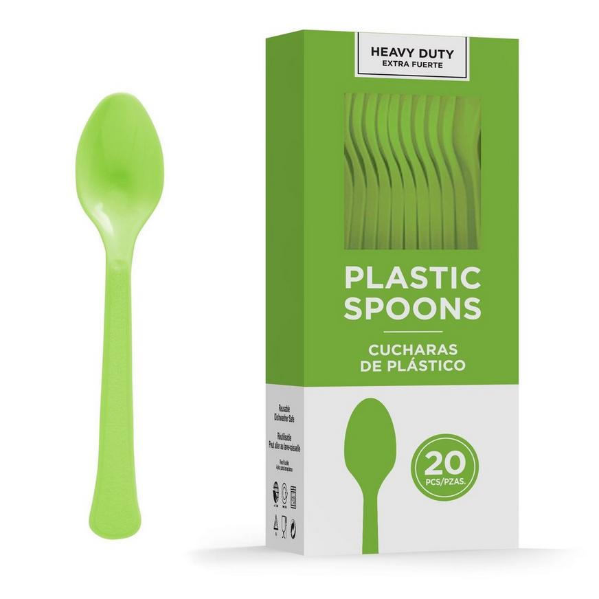 Kiwi Green Heavy-Duty Plastic Spoons, 20ct